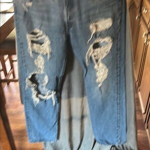 Distressed Blue Jeans